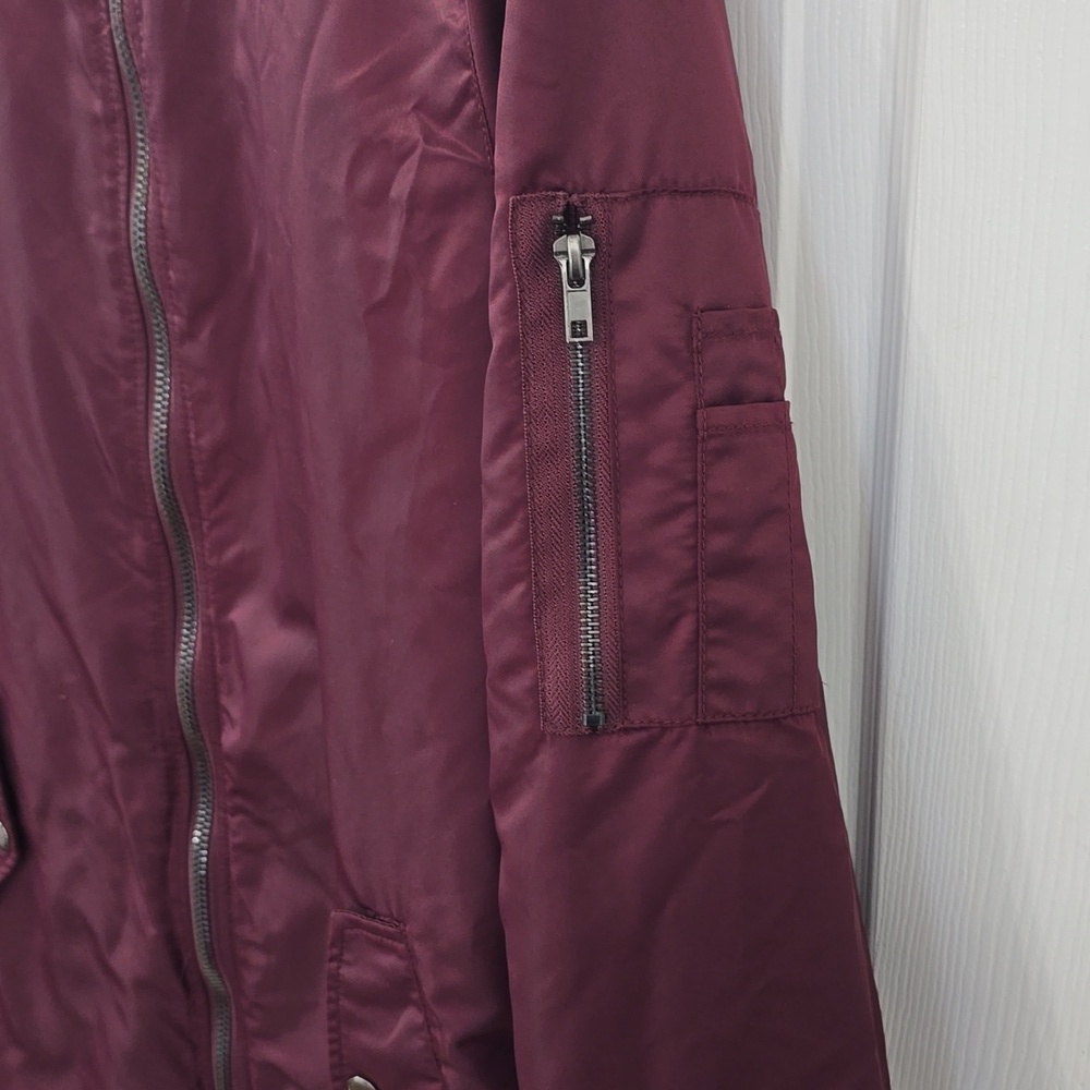 Forever 21 Men Longline Bomber Jacket Burgundy Size XS - Picture 6 of 15